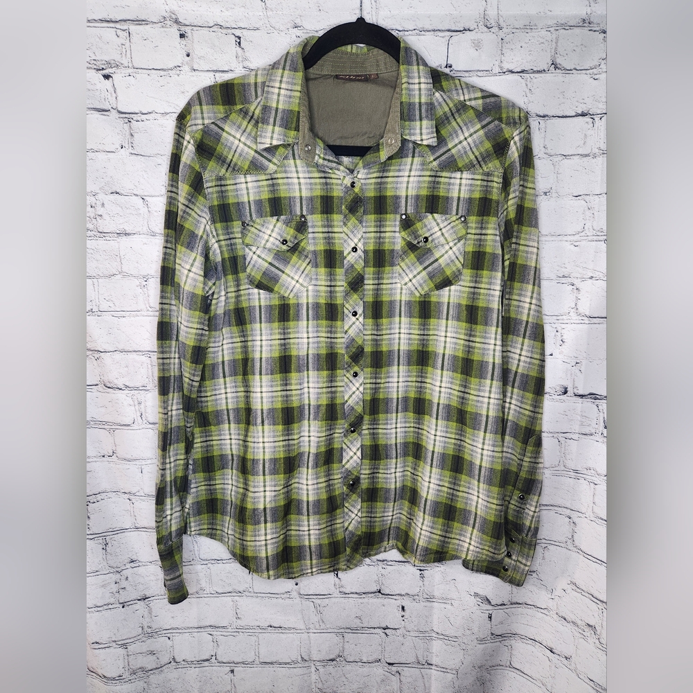 Kuhl Women's Long Sleeve Pearl Snap Button Down‎ Shirt Black Plaid Size L